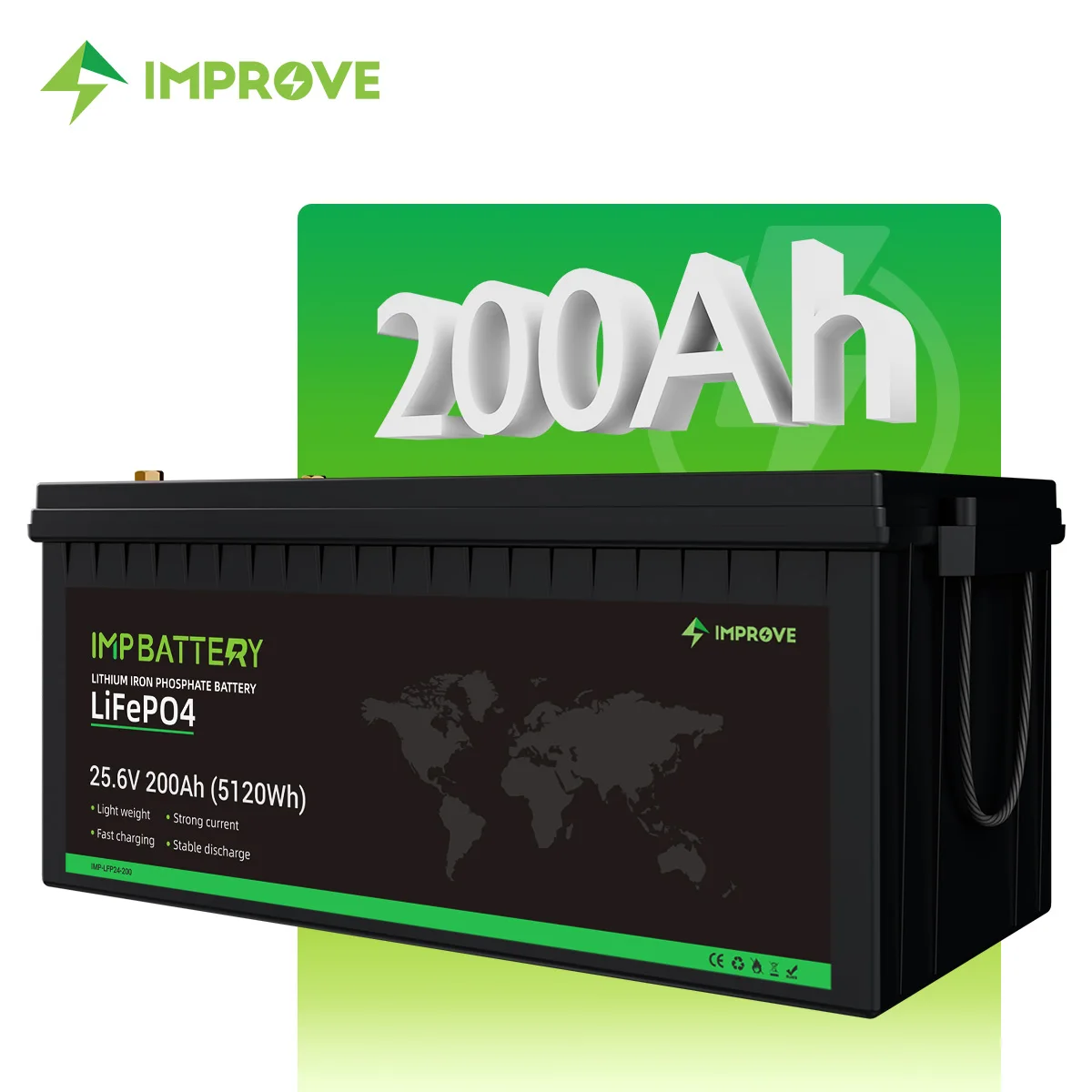 IMPROVE Manufacturer 25.6V 100Ah 300Ah 400Ah Lithium Ion Battery BMS Waterproof Electric marine 200Ah 24v LiFePo4 Battery