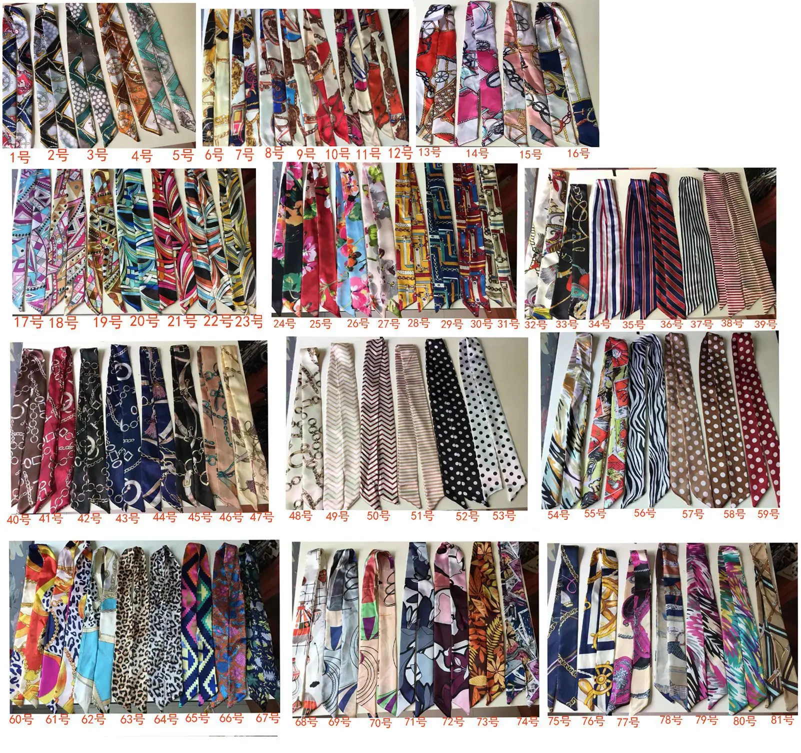 Dropshipping Free Sample 2022 New Arrival Wholesale Customize Cheap Printed Women Fashion Head Tie bag handle Silk scarves