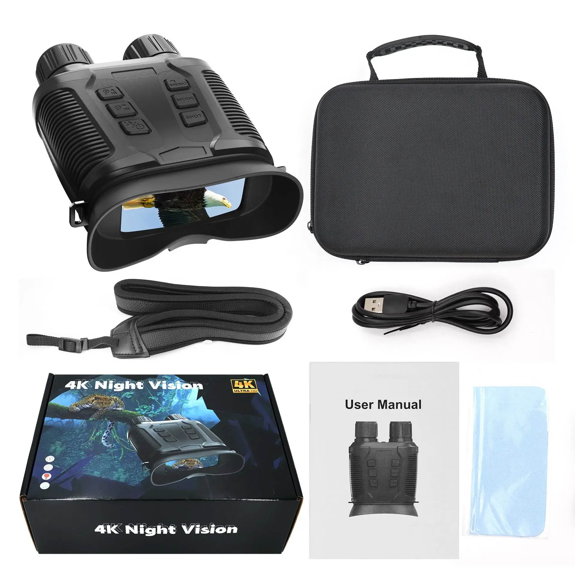 Night Vision Binoculars for Hunting and Camping, NV3280, Full Color, Infrared, Night Vision Goggles, 4K, 8X Digital Zoom
