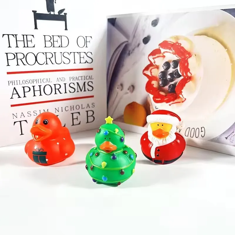 Creative Bath Toys Holiday Christmas Duck and Snowman Pinching Screaming Shaped Duck Lovely Water Gift for Baby & adult