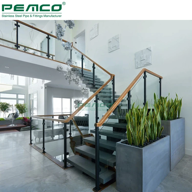 Завод Pemco Черное порошковое покрытие нержавеющая сталь лестничное Боковое крепление стеклянные