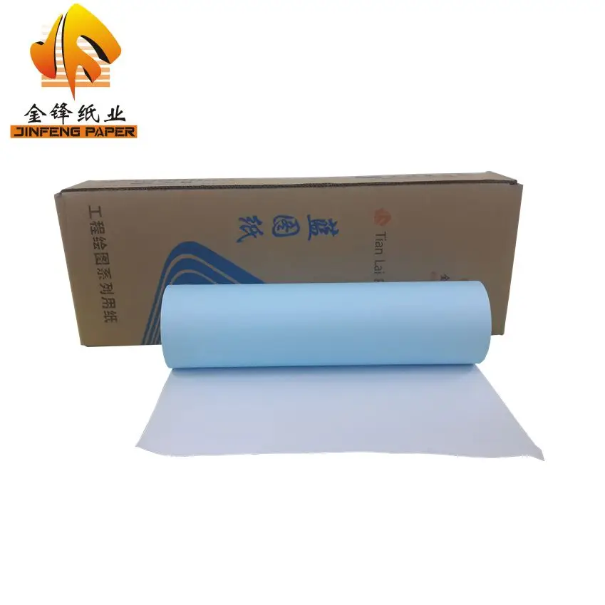High quality Professional CAD Plotter Paper Roll 24 Inch Blue print Paper 80 gsm Inkjet Bond Paper Rolls With 3 Core  Plotter