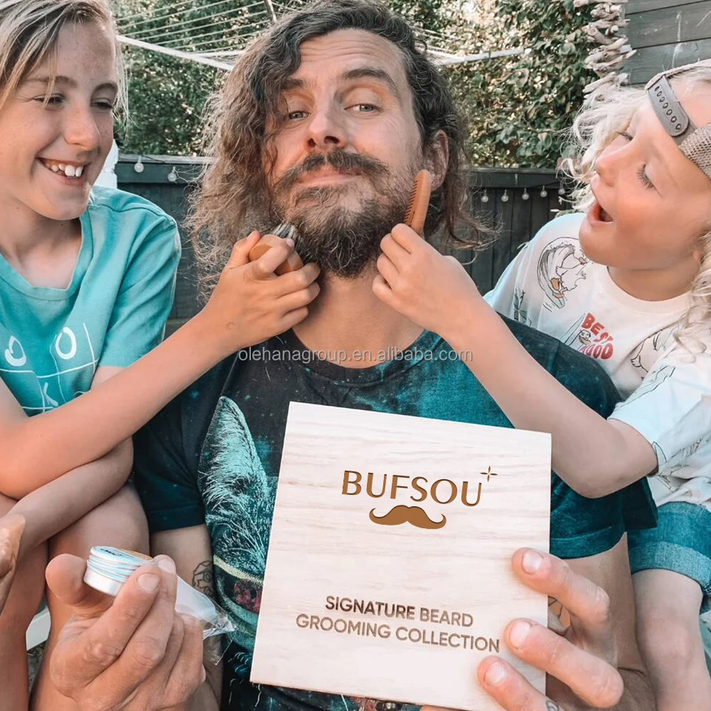 New 8 Pack Wash Comb Brush Natural Ingredients Cedarwood Balm Beard Butter Shaver Care Oil Beard Grooming Kit Gifts for Men