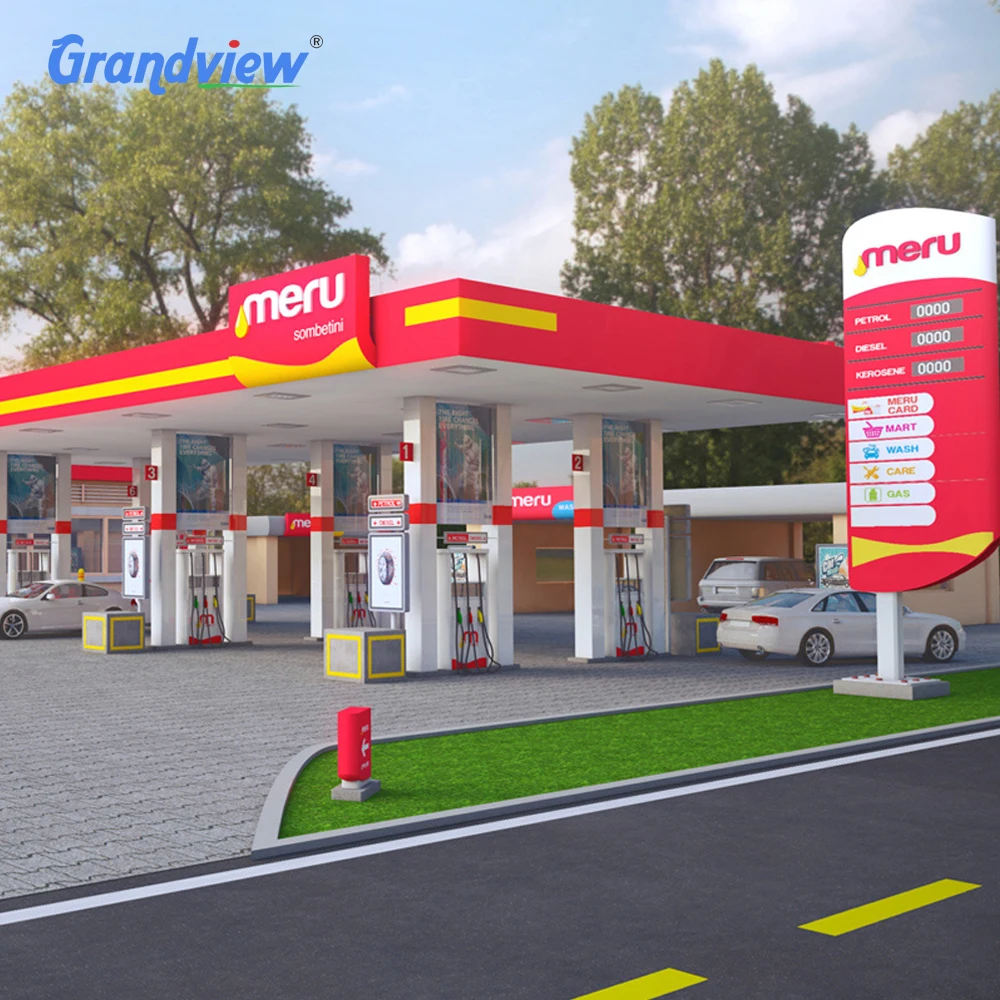 Special Prefab steel structure illuminuated roof service station gas station canopy for sale (1600165000145)