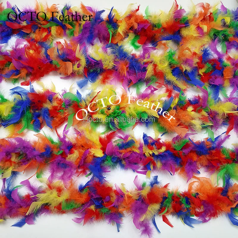 Wholesale Custom Design Rainbow Colors Turkey Chandelle Feather Boa For Party Event Decoration