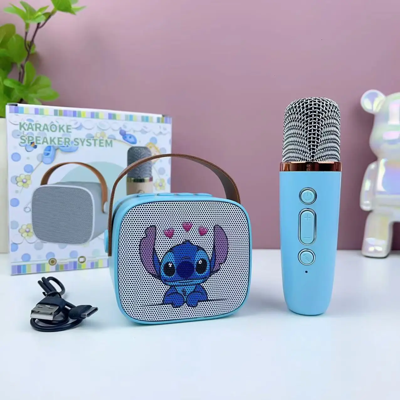 Cartoon Kuromi Cinnamoroll Wireless Sing Speaker System Kawaii Melody Kids Singing Speaker Toys with one Microphone
