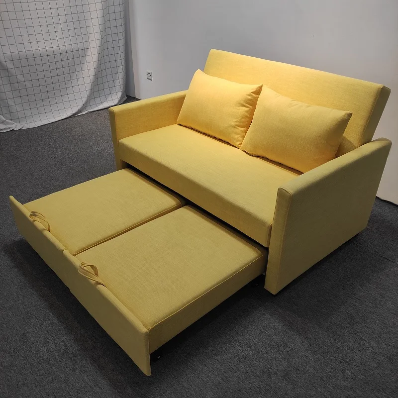 Modern minimalist two seat sofa cum bed with storage