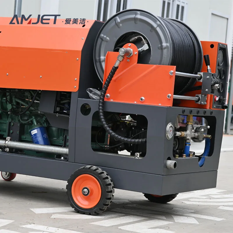 AMJET Unparalleled 150bar 115lpm Wireless start diesel pressure washer drain pipe cleaning machine sewer jetter machine waterjet