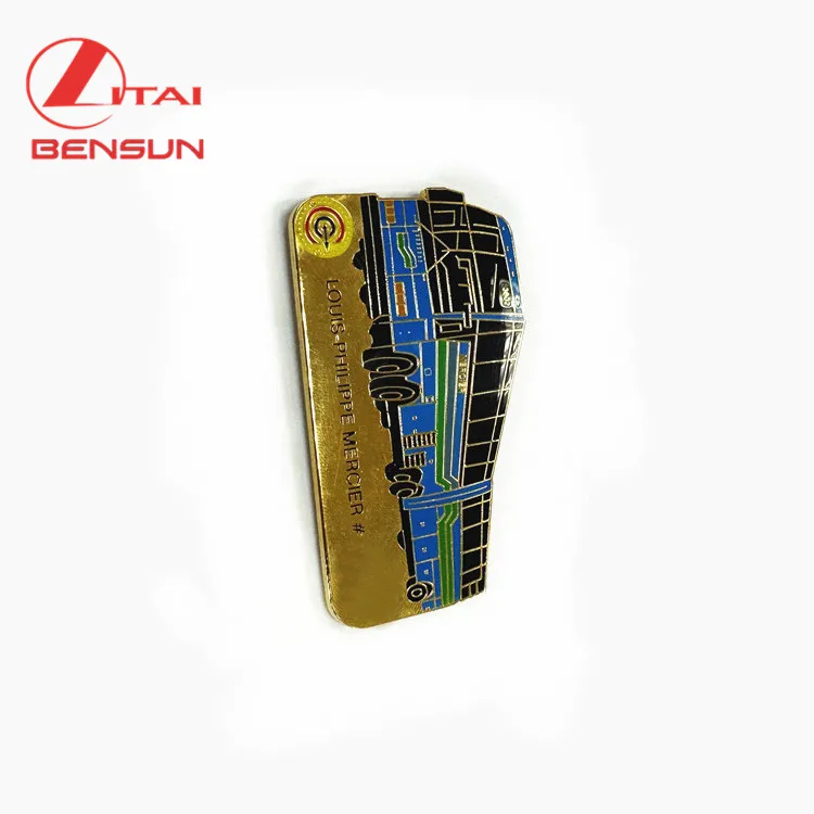Manufacturer Metal craft Custom Logo Gold bus Hard Soft Enamel Lapel Pins Badges
