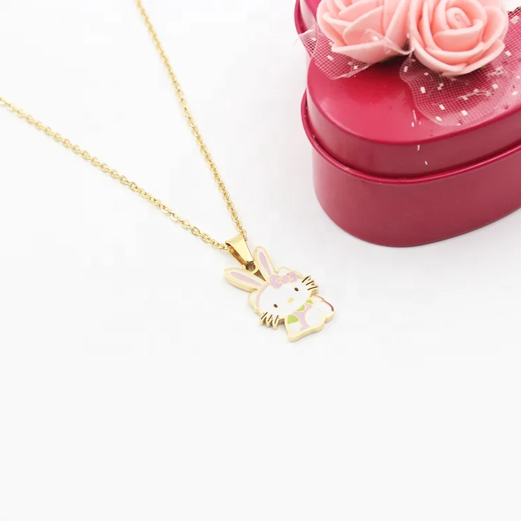 Stainless steel cartoon jewelry set beautiful necklace and earrings set for girls