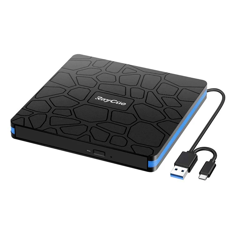 
Raycue High-Speed Low Noise External CD DVD Player Drive Portable CD-RW Burner Reader with USB 3.0 Type-C 