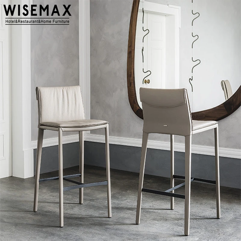 Мебель WISEMAX Италия дизайнерская мебель для дома и бара кожаная обивка из нержавеющей стали обеденная барная стойка стул с высокой спинкой