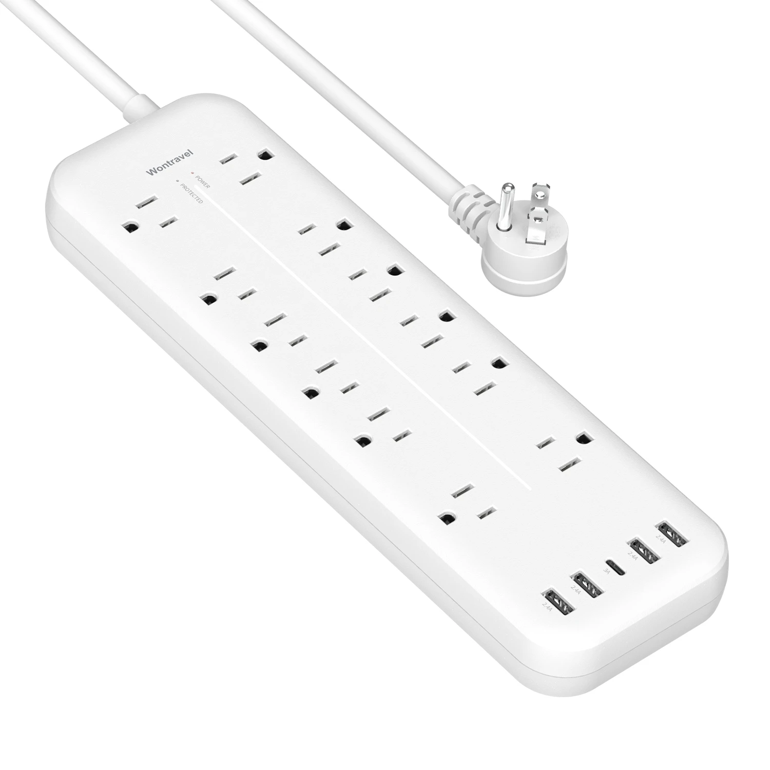 Wontravel hot selling electric board extension socket outlet 12AC usb power strip surge protector