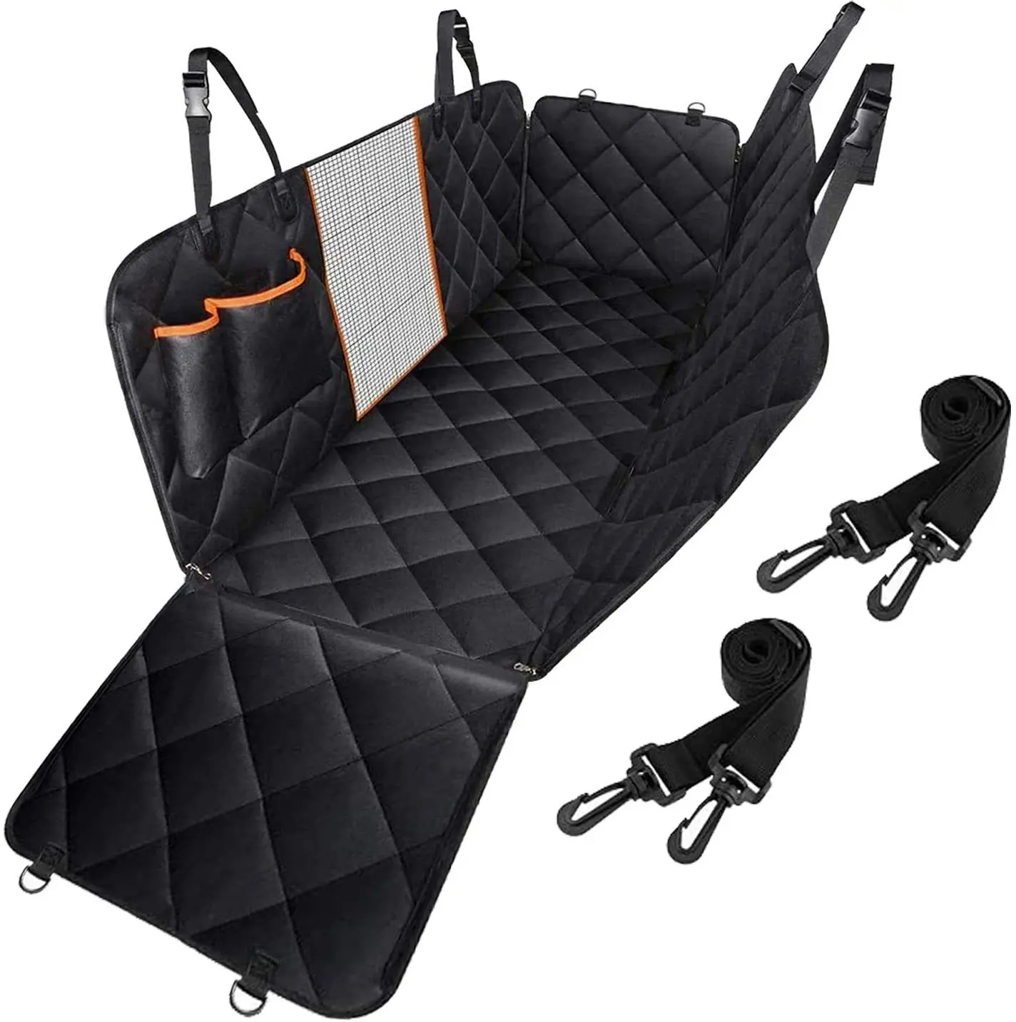 Waterproof Scratchproof Dog Car Seat Cover for Back Seat with 4 Bags Side Flaps for Cars Trucks and SUVs