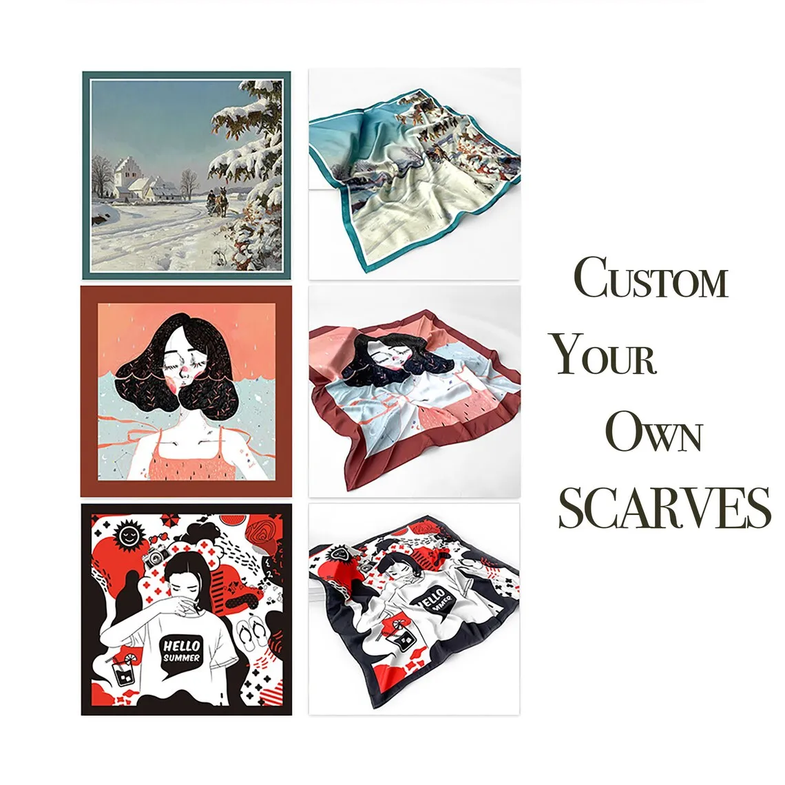 Chinese Manufacturer Various Designs Custom Twill Scarf Satin Scarf 90X90 Silk Scarves For Lady Foulard En Soie