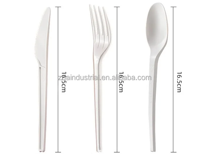 wholesale 100% Compostable PLA Biodegradable Disposable Plastic Spoons Forks And Knives Cutlery Sets
