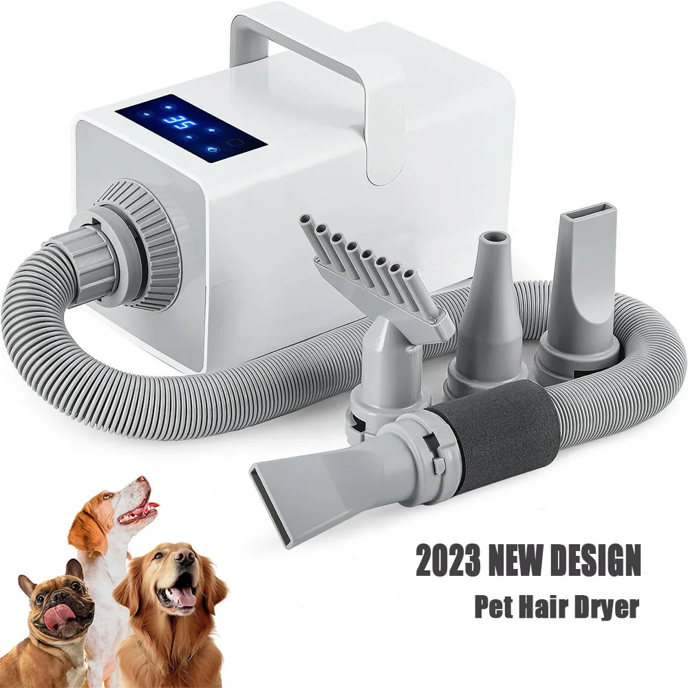 Adjustable 2800W Pet Dog Hair Dryer Anion Speed Dog Grooming Blaster 4 Nozzles Temperature-adjustable Airflow