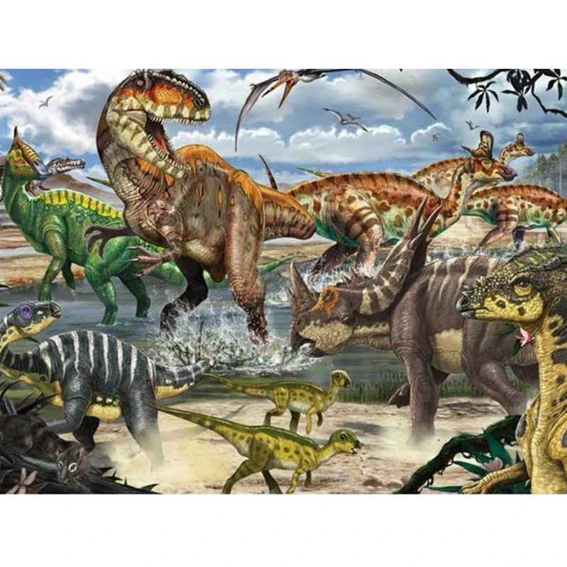 
New Products Wholesale Diy Full Drill Home Wall Decorative Painting Diamond Painting Dinosaurs World Diamond Embroidery Canvas 