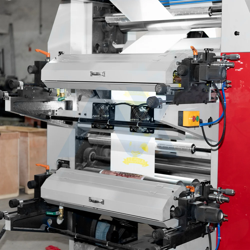 Roll to roll custom made 4color 6 color narrow web flexo printing and bag making machine for Beverage Packaging