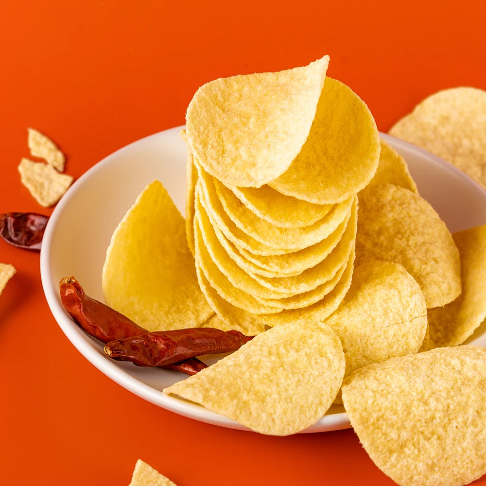Chinese delicious potato chips and snacks support substituting processing and production