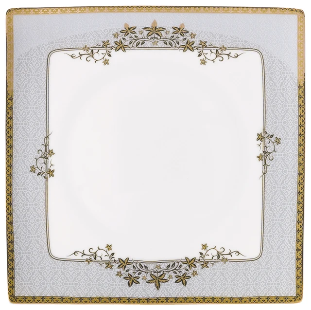 Hot Sale Arab Pakistan Household Gold Rim Bone China Square Luxury Tableware 68 Pcs Dinnerware Sets For Table