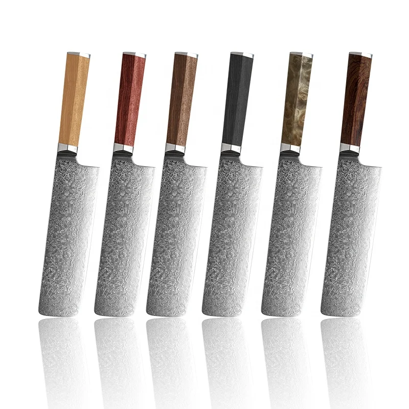 cuchillos de acero de damasco knife HRC 60-62 Hardness damascus knives 7 Inch Nakiri Knife