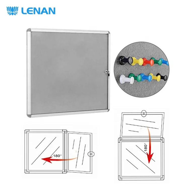 
Aluminum frame wall mounted lockable cork bulletin board enclosed acrylic doors notice board with keys 