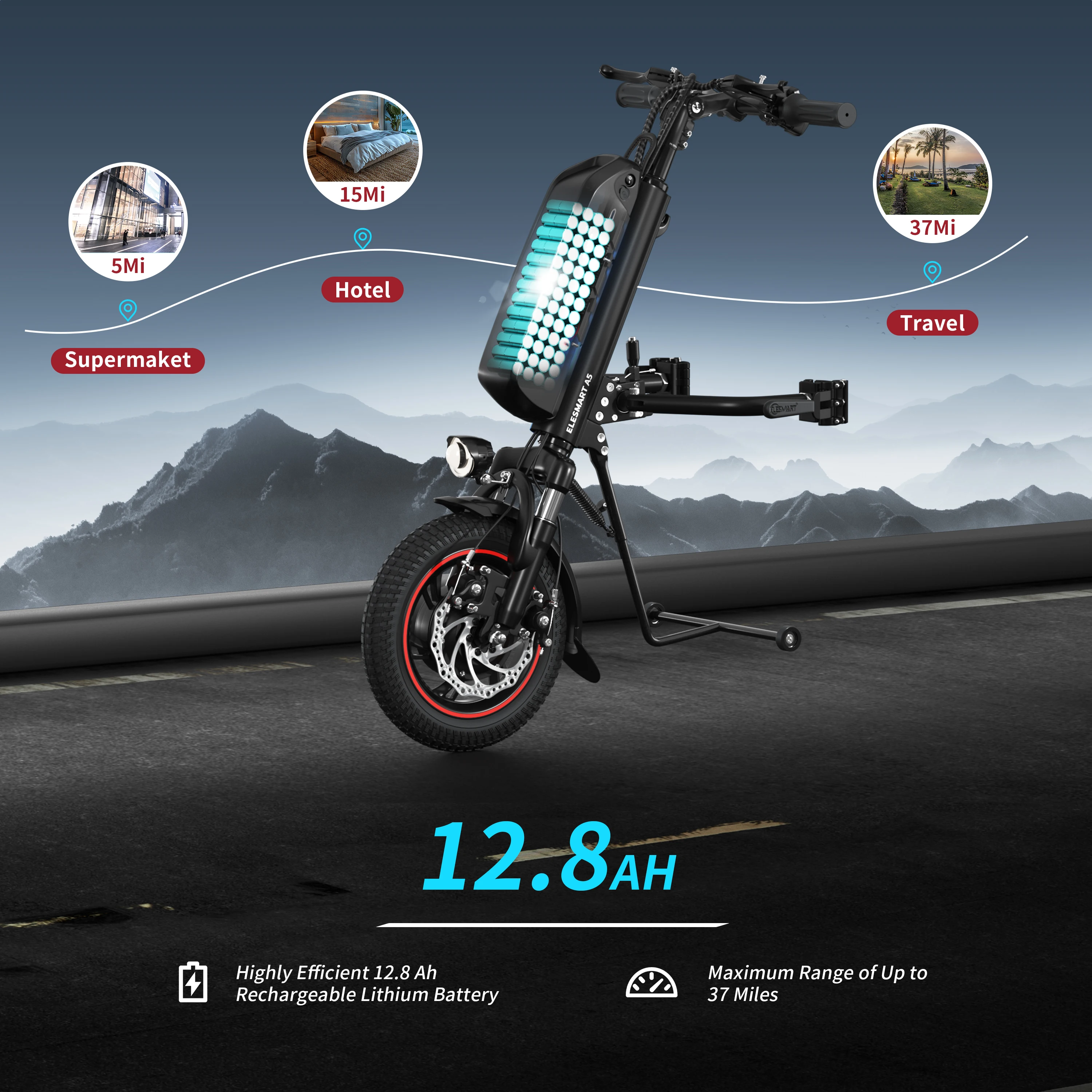 Best selling 12 inch attachment electric wheelchair handcycle 36V 500W wheelchair electric attachment for the elderly