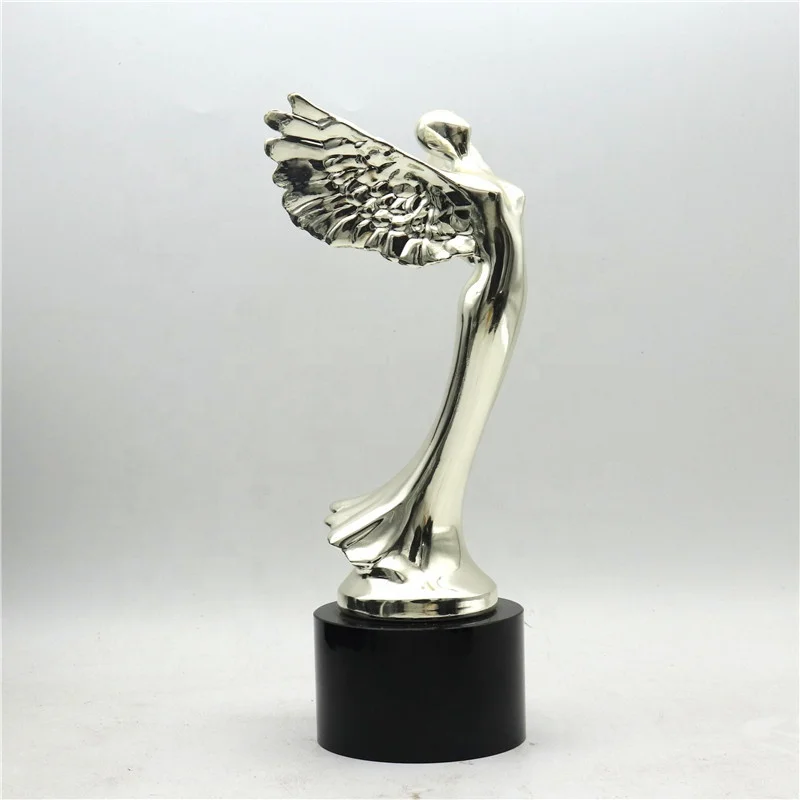 Creative Gold Silver Copper Metal Angel Wings Crystal Trophy Wholesale Angel Crystal Figurine Award Souvenirs
