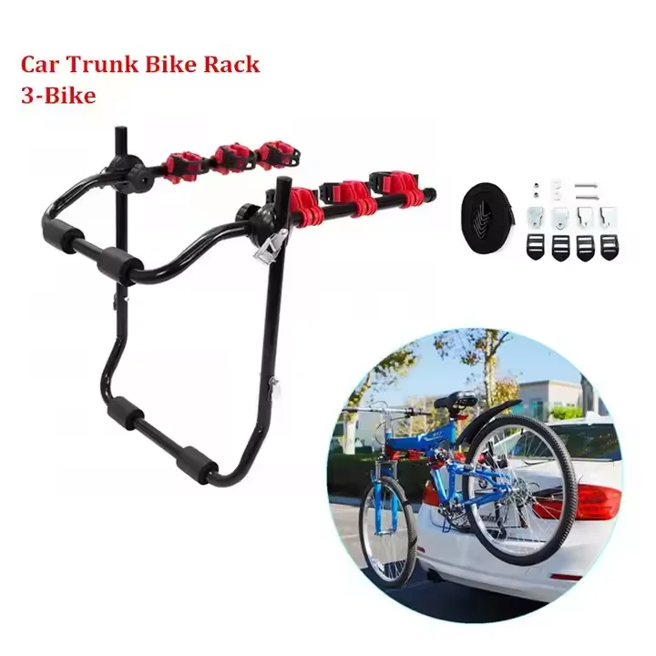 Car Trunk Bike Rack Strap on Hitch Bicycle Rack for 3 Bikes Mount Platform for Car Truck SUV Minivans