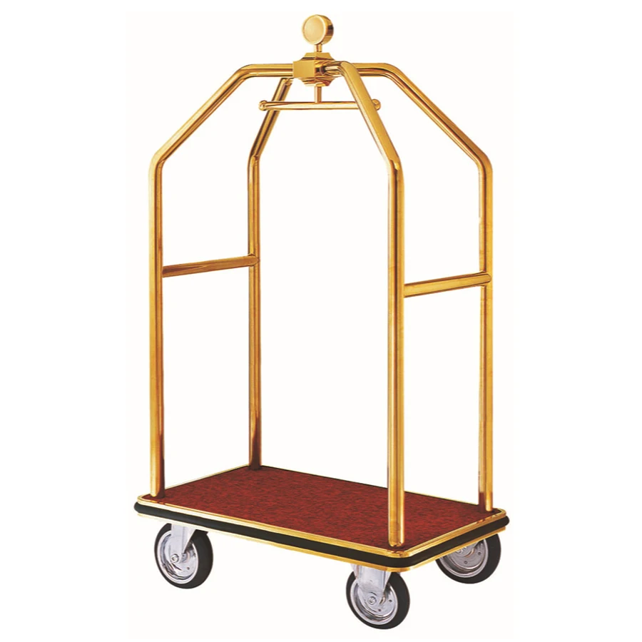 Hotel Lobby High Standard Concierge Stainless Steel Bellman Cart Baggage Luggage Trolley