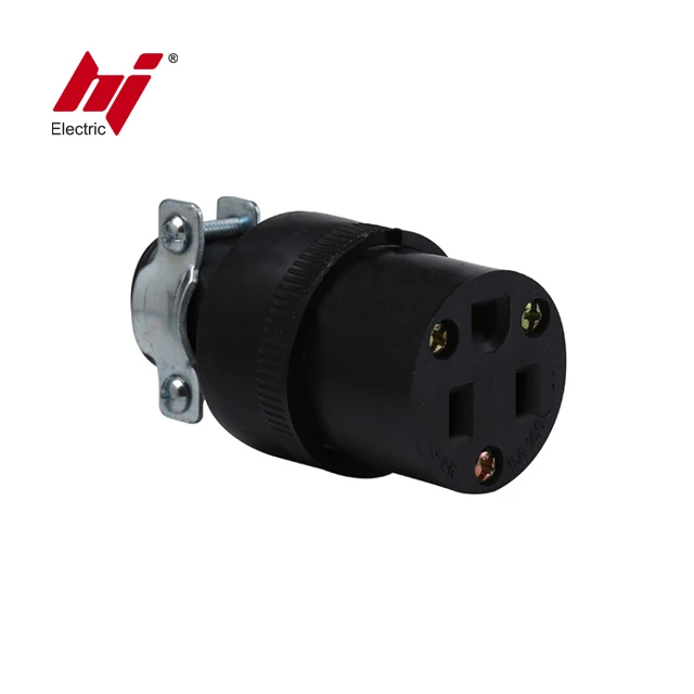 USA NEMA 5-15R 2Pole 3Wire Straight Blade Female Plug Replacement Cord Outlet