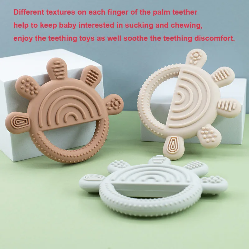 USSE Food Grade Safe bpa-free Silicone Palm Teether Baby, Palm Shape Colorful Teether Baby Kids Baby Teether