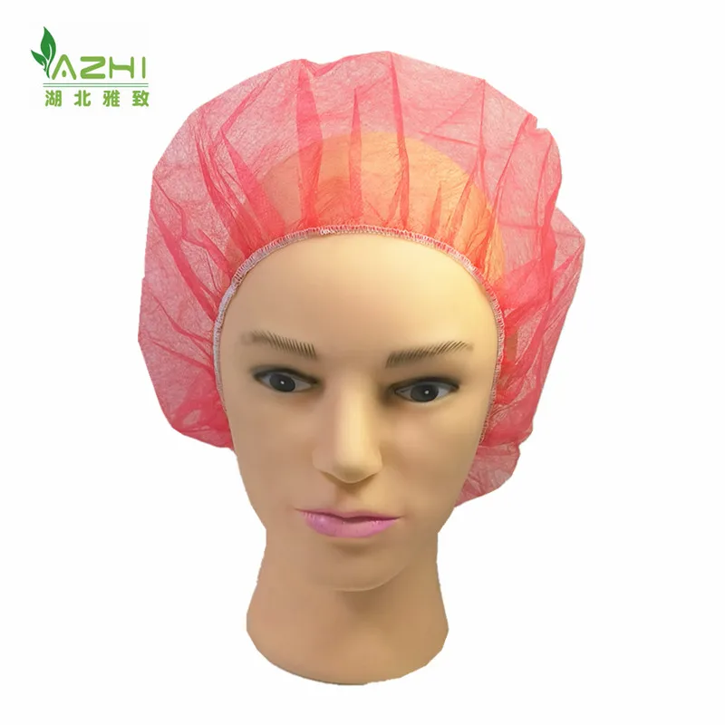 Disposable Non Woven Bouffant Surgical Head Cap Hair Net Dust Red Proof Caps 21inches