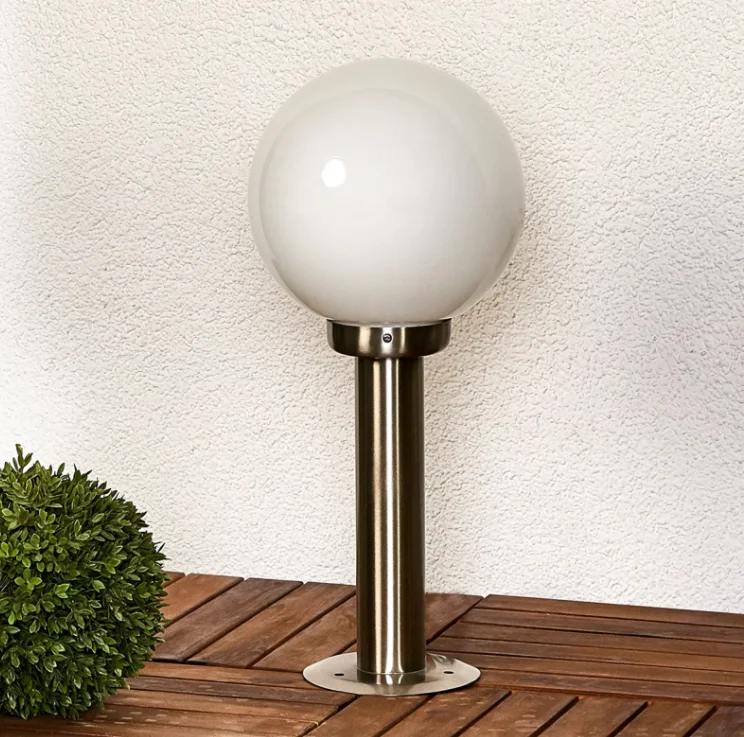 outdoor stainless steel globe shape glass shade e27 lawn light for garden