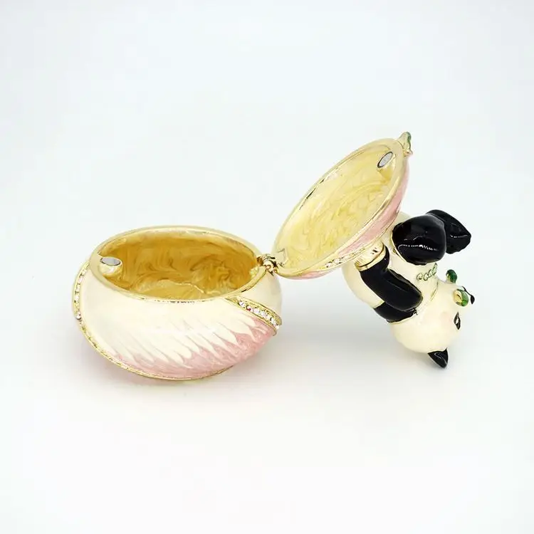 Chinese Style Creative Small Jewelry Box Animal Home Decoration Carved Metal Jewelry Panda Trinket Box