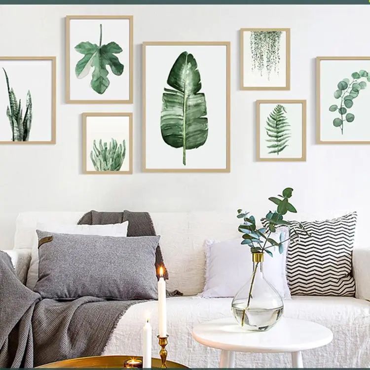 Modern Pastoral Simple Tropical Green Plant Leaf Wall Art Decoration Canvas