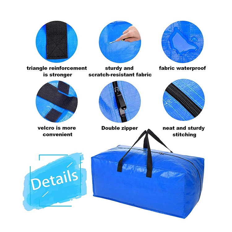 Extra Large Polypropylene Custom Size Storage Moving Bags With Backpack Straps