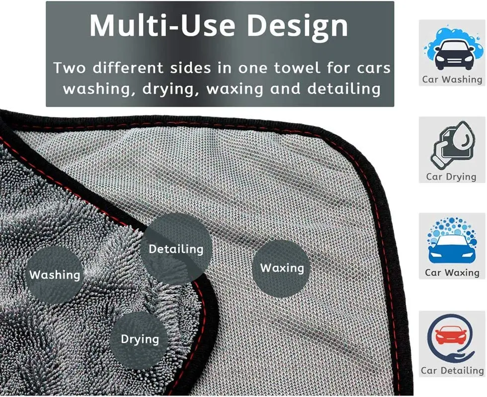 600GSM Microfiber Twisted Loop Drying Towel, Twisted Car Towel Scratch-Free, Lint-Free and Swirl-Free