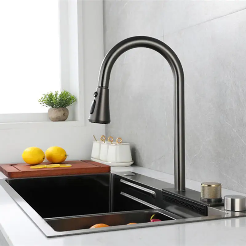 Modern Multifunction Smart Stainless Steel Kitchen Sink Waterfall Kitchen Sink
