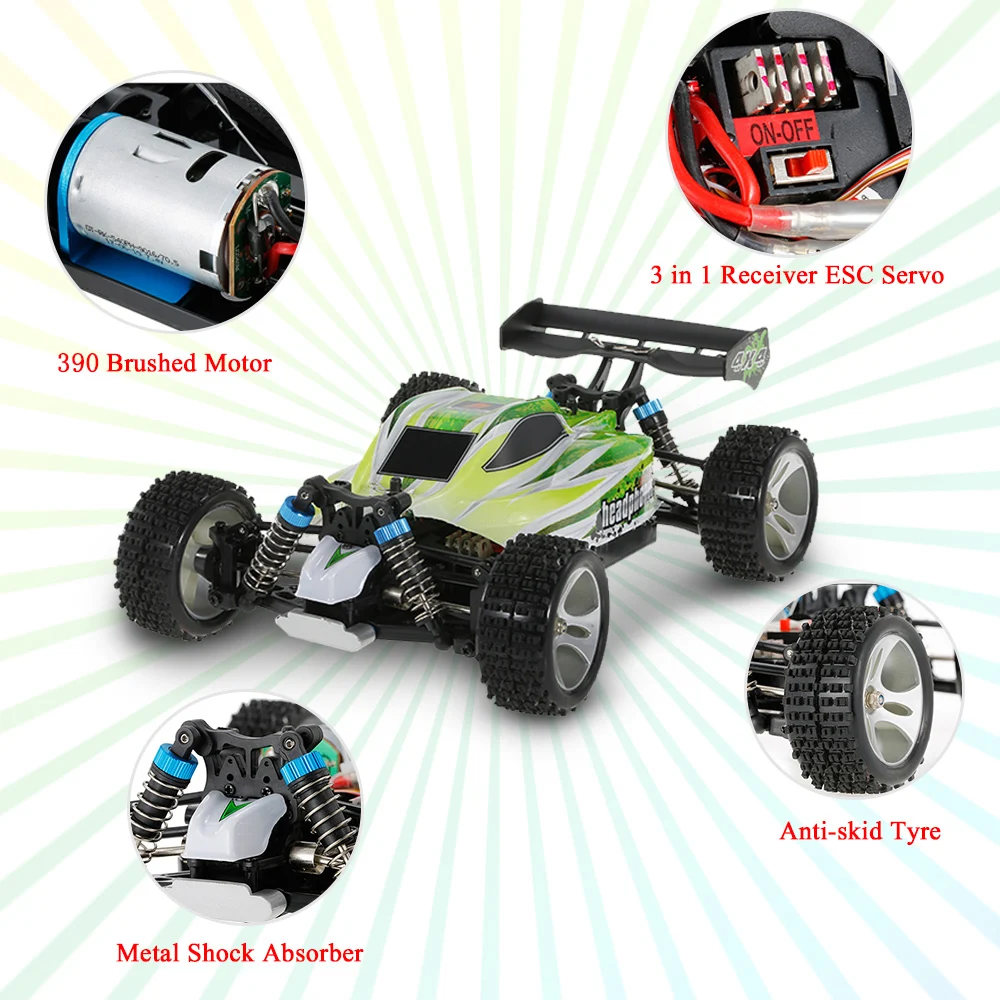 WLtoys A959B 1/18 70Km/h High Speed Racing RC Car 540 Brushed Motor 4WD Off-Road Remote Control Car RTR RC Toy