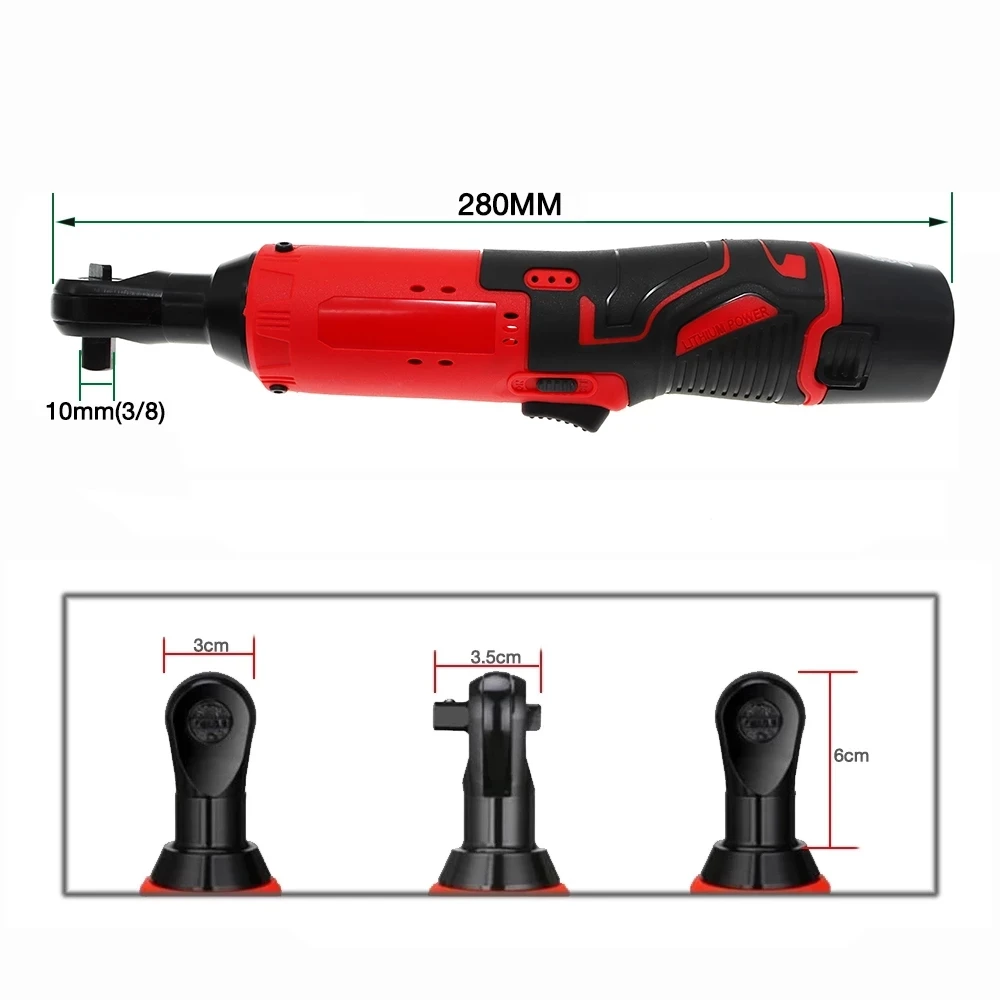 40Nm Cordless Electric Wrench 12V Lithium Battery 3/8 Inch Cordless Ratchet Wrench 90 Degree Wrenches