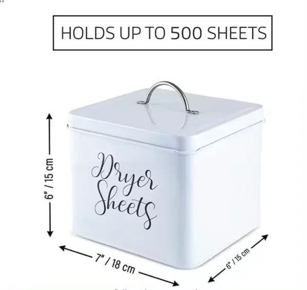 Modern Farmhouse Laundry Room Organization Metal Dryer Sheet Holder Fabric Softener Sheets Tin Dispenser With Lid