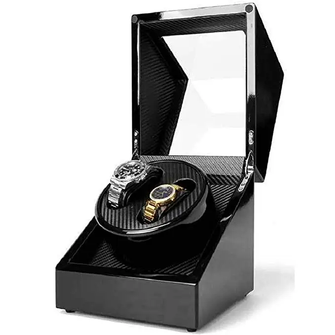 Automatic Double Quiet Motor Display Watch Winders Box With AC Adapter or Battery Powered