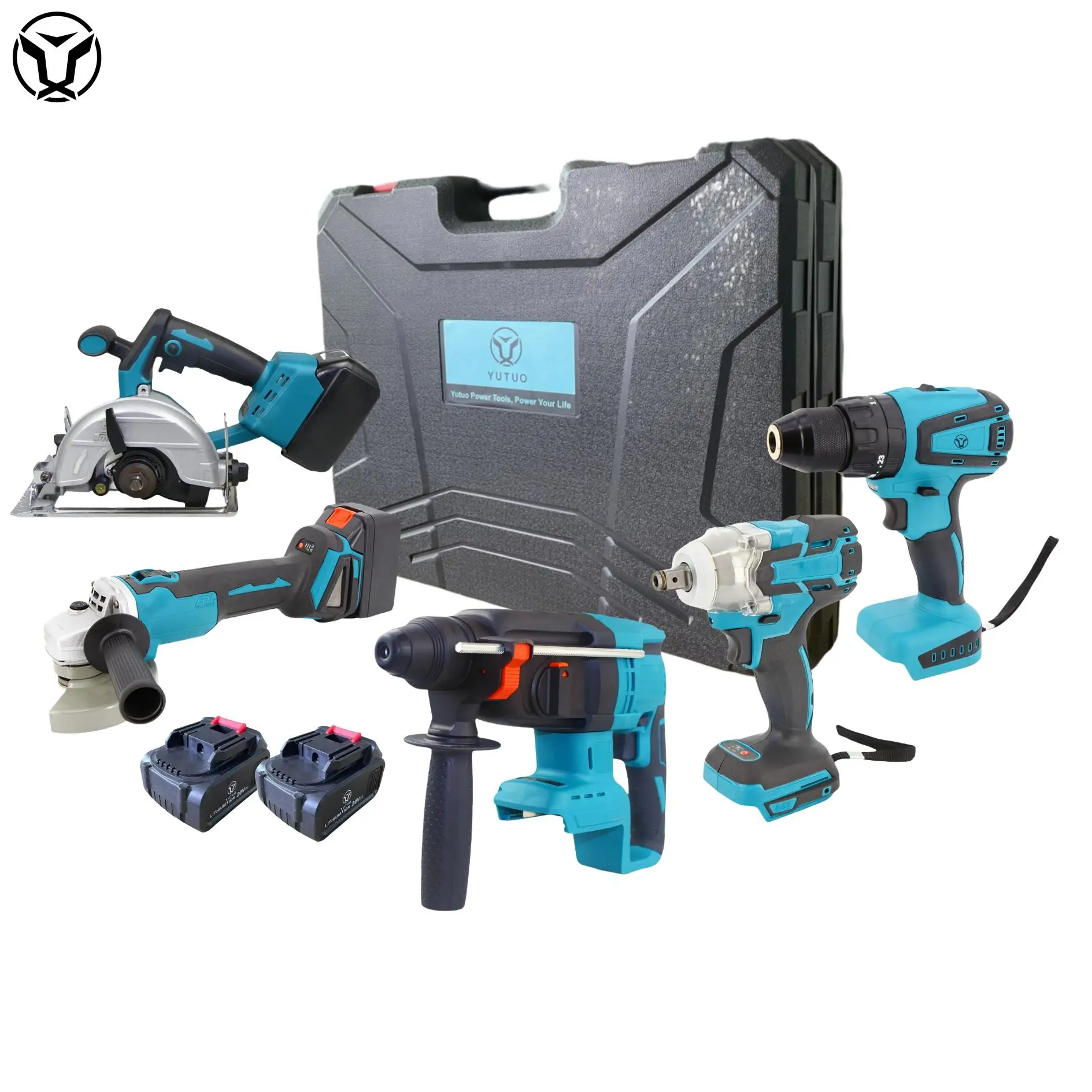 YUTUO wholesale 21V max wireless plastic box combo kit 5-Tool Cordless Power Tool Set with 4.0Ah Battery and Charger