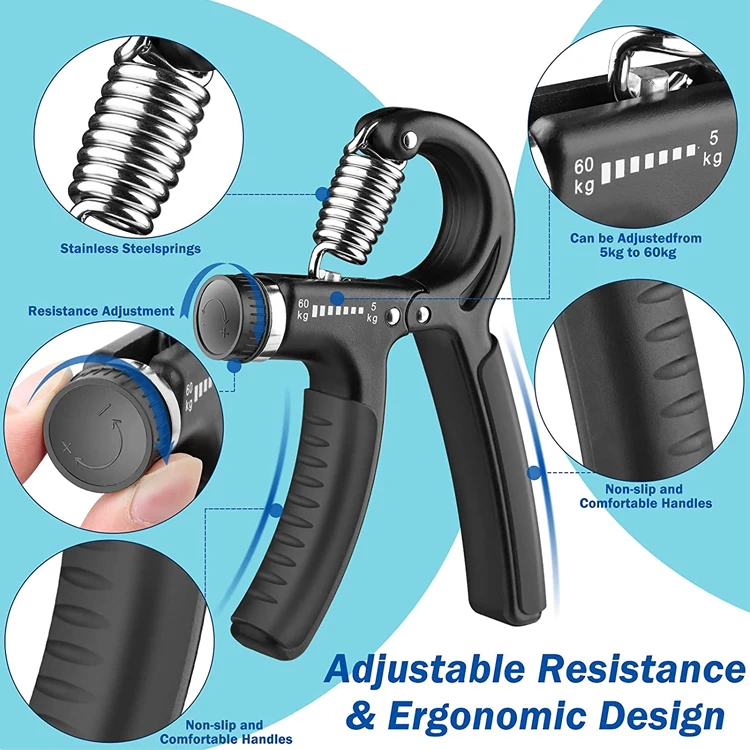Adjustable Fitness Hand Exerciser Grip Strength Trainer with Adjustable Resistance 11-132 Lbs