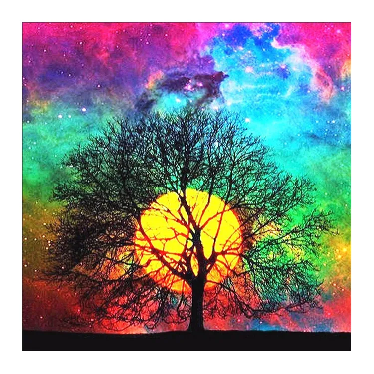 
30x40 DIY handmade 5D round full diamond landscape sunset tree diamond painting 