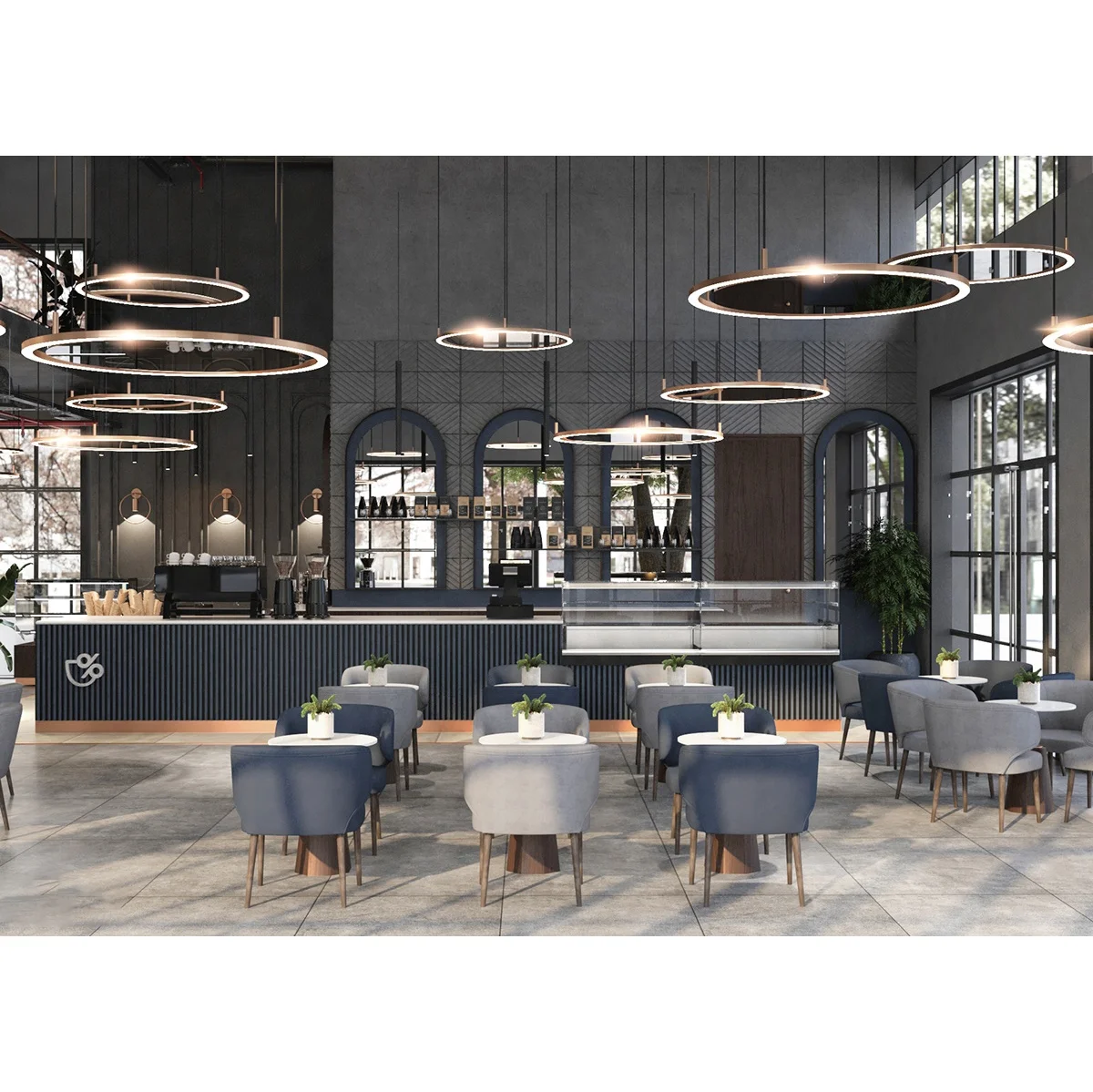 Cozy coffee shop design interior furniture for cafe bar