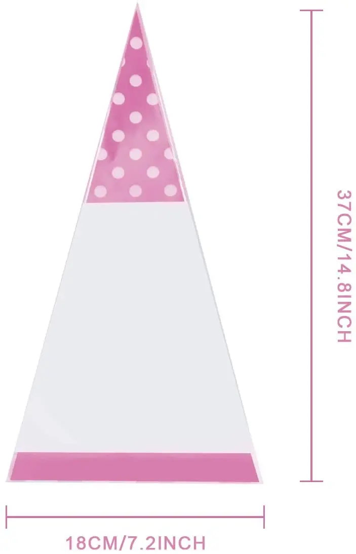 Clear Cellophane Cone Bags Twist Ties Large size Party Sweet Cello Candy bags