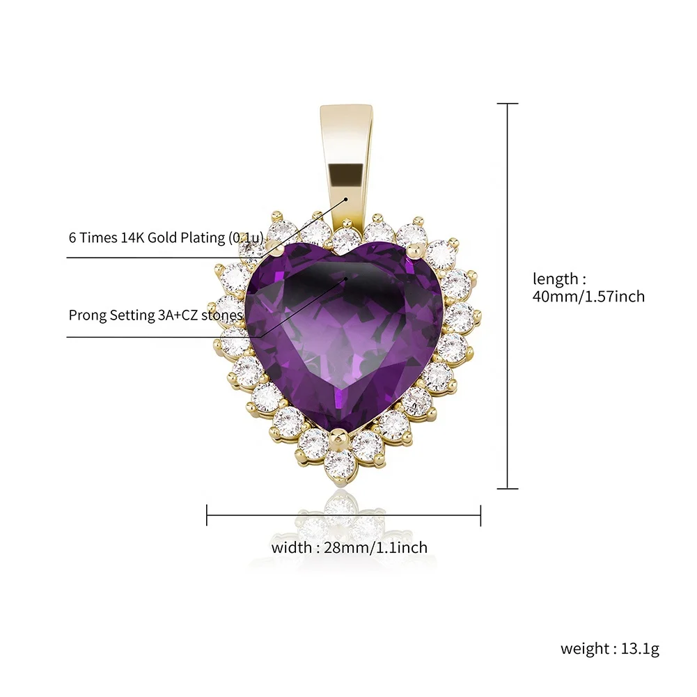 New Heart Pendant Necklace Tennis Chain High Quality Iced Out Cubic Zirconia Hip Hop Jewelry Gifts For Women Bling Bling Jewelry